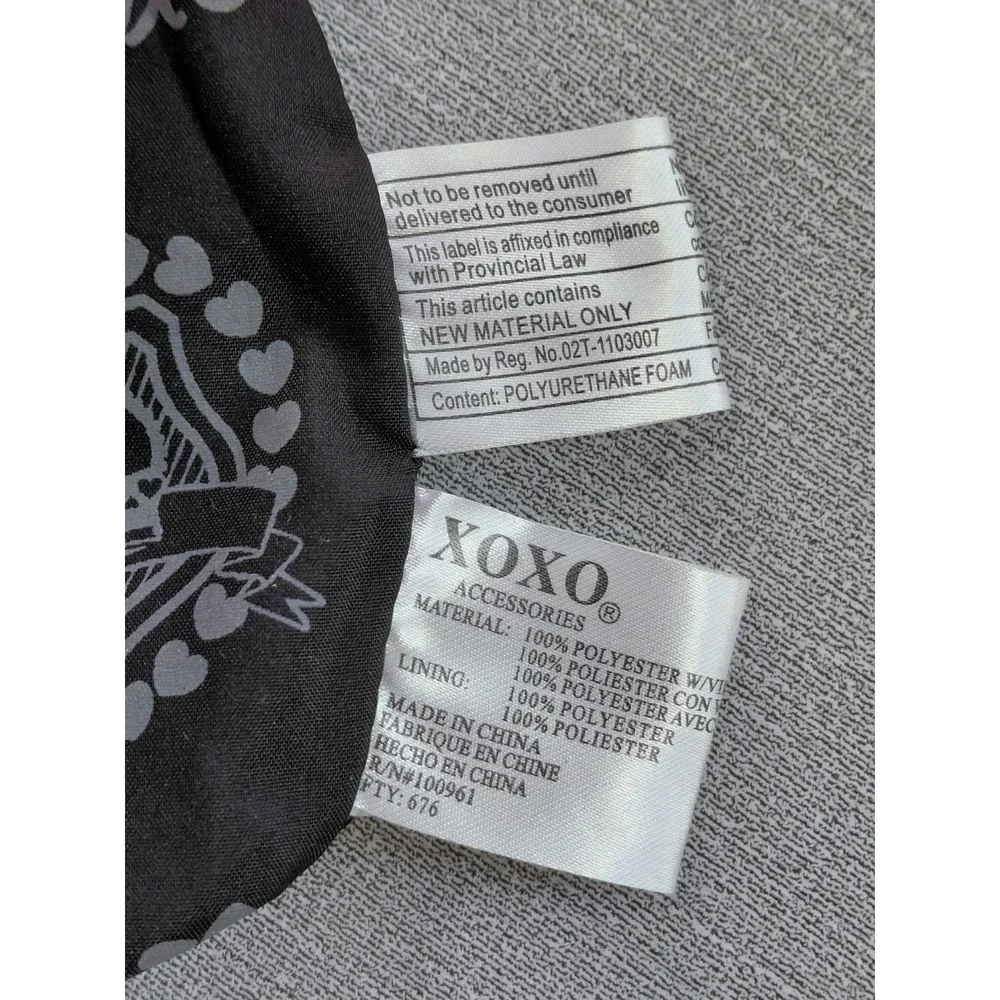 XOXO Hobo Shoulder Bag Black Silver Monogram Faux Patent Leather Biker Goth